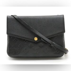Louis Vuitton M50258 Womens Black Monogram Empreinte Leather Twice Bag One Size
